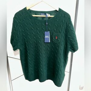 Polo Ralph Lauren Short Sleeve Green Cable Wool/Cashmere Blend Sweater Size XXL